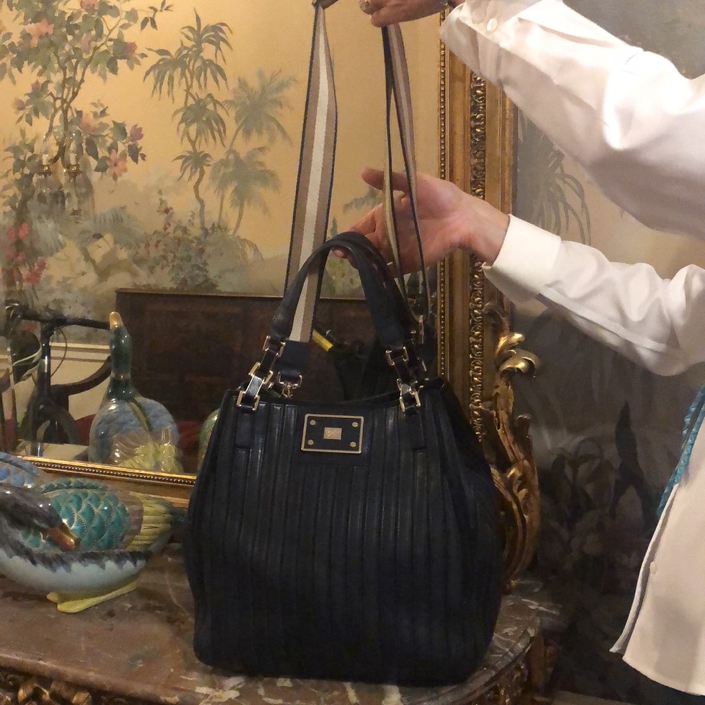 Anya Hindmarch Navy Belvedere leather strips